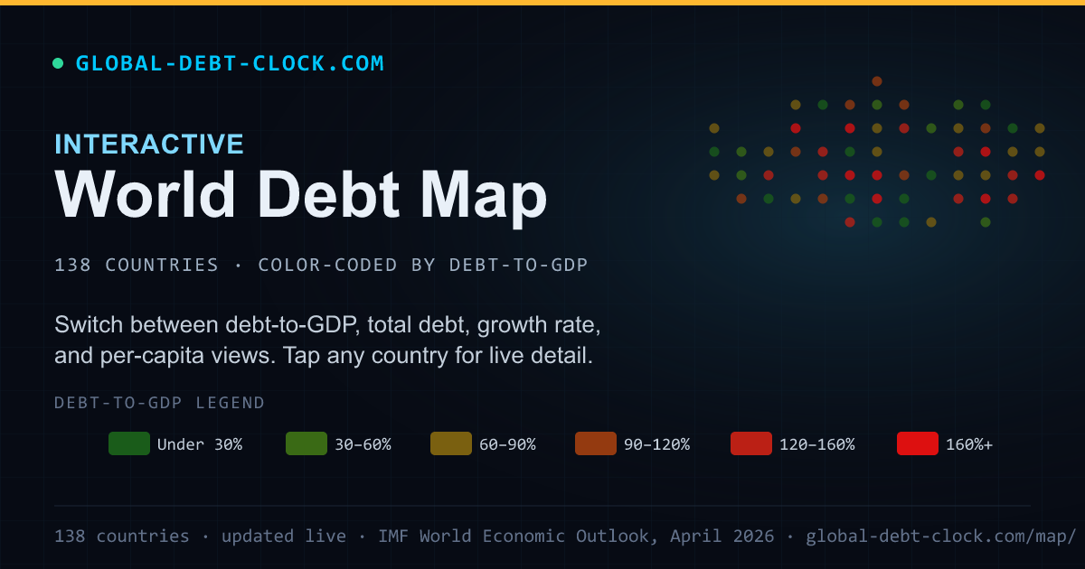Map For V Rising Interactive World Government Debt Map — 138 Countries, Live | Global ...